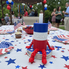 Red, white and blue Bomb Pop for your party decoration! Put a small LED light under for a warm glow.